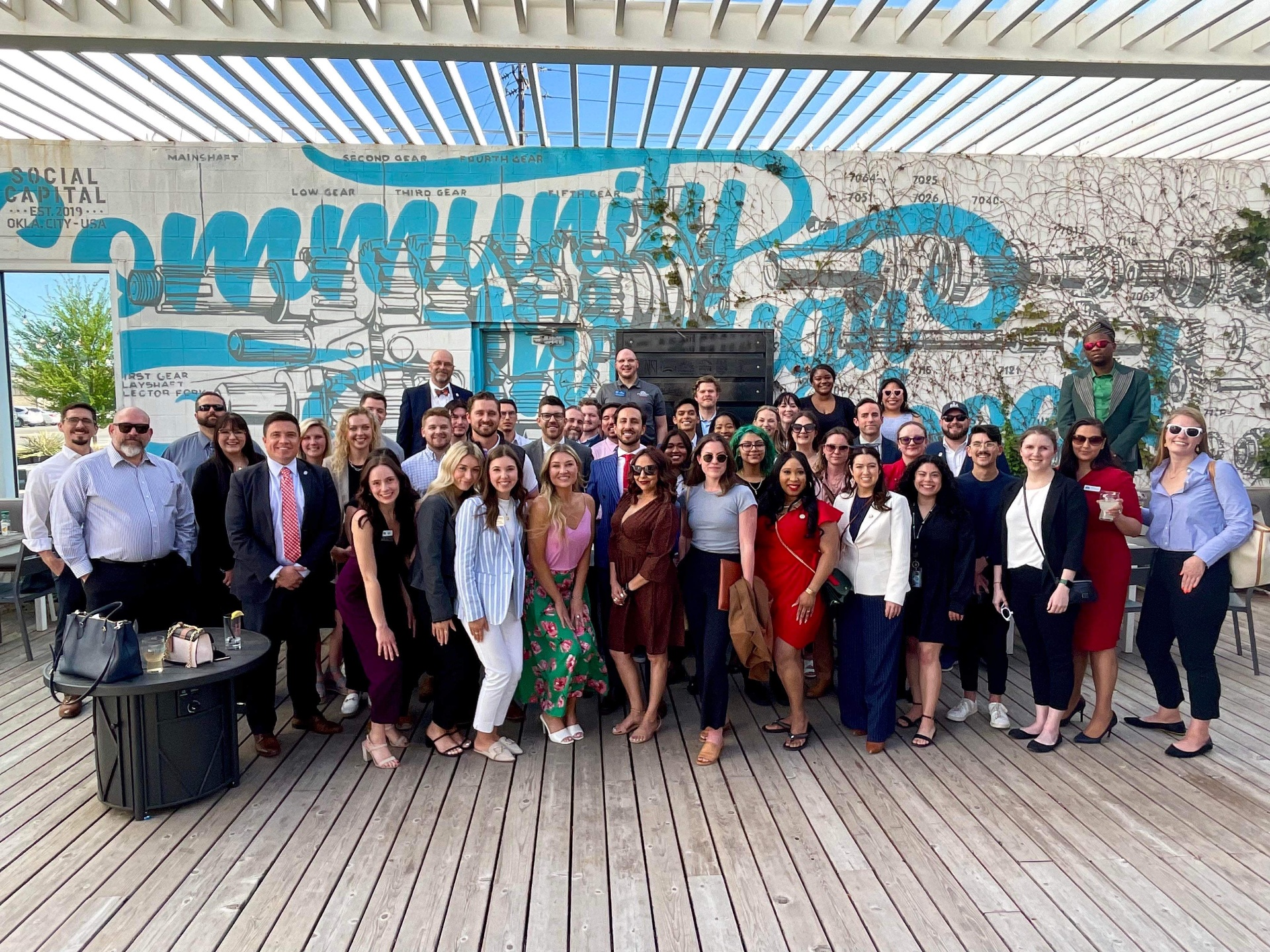 Large OKCYP group at outdoor mural event